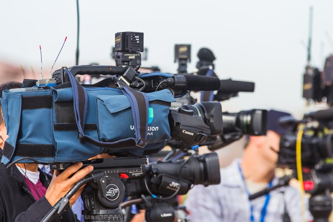 Reporter presenting live news segment on air