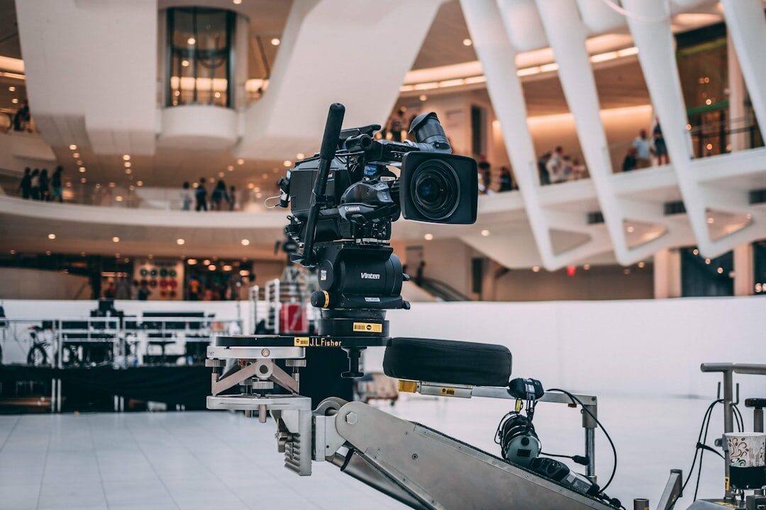 Professional broadcast camera equipment close-up