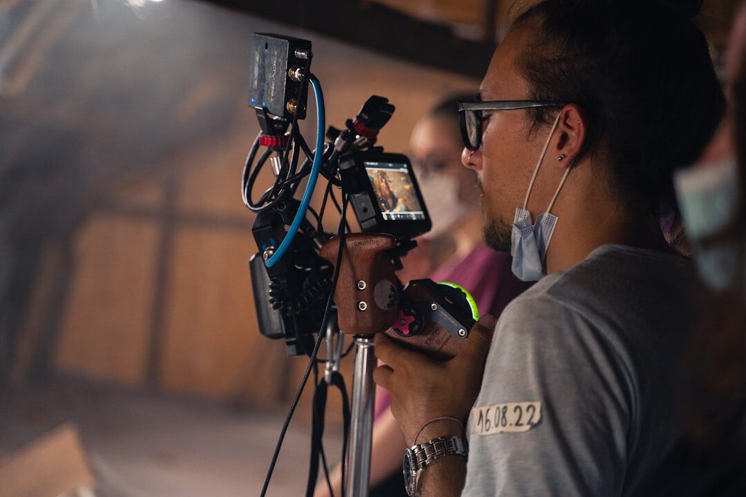 Camera operator framing a shot during live broadcast